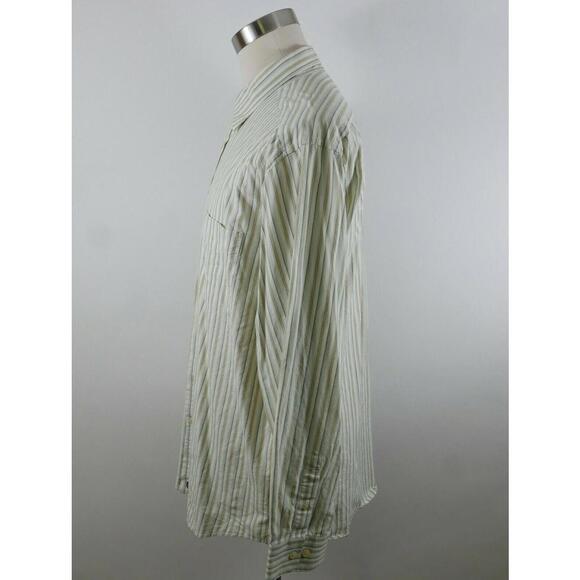 Henry Jacobson Mens Button Down Green Yellow Striped Dress Shirt XL - Picture 7 of 11